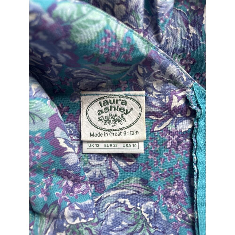 Laura Ashley Vintage Cotton Floral Dress Womens US 10 Colorful 80s Cottagecore - Picture 8 of 10